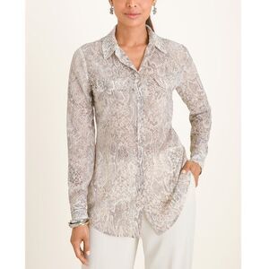 Chico's Snake Print Blouse - Gray and Cream